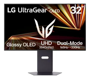 Monitor LG UltraGear™ OLED 32″ Glossy 4K Dual Mode, 330Hz FHD, 165Hz UHD, 0.03ms (GtG), Vesa Adaptive-Sync, NVIDIA G-SYNC, AMD FreeSync Premium Pro, DisplayHDR True Black 400 & DCI-P3 98.5% – 32GX850A-B