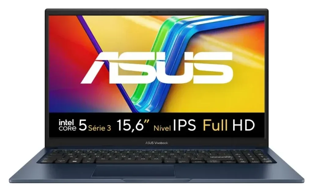 Notebook ASUS Vivobook 15 - Intel Core 5 320, 8GB RAM, 512GB SSD, Tela 15,6" FHD IPS LED, W11, 1,7kg Quiet Blue - X1504MA-BQ091W