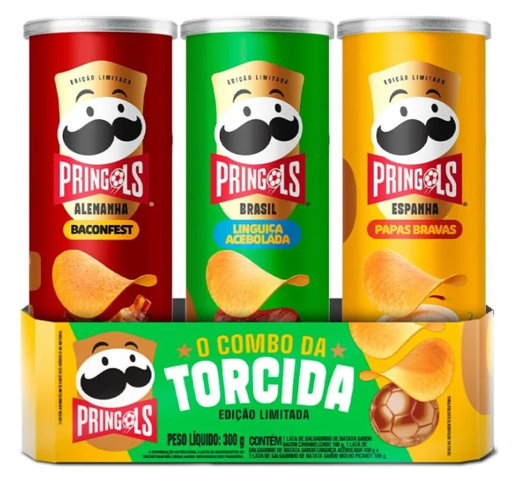 Pack Pringles 3x - Promo Salgadinho de Batata Frita 3 Sabores - Baconfest, Linguiça Acebolada e Papas Bravas