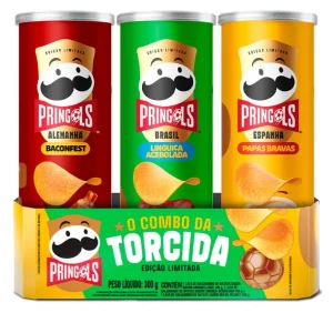 Pack Pringles 3x – Promo Salgadinho de Batata Frita 3 Sabores – Baconfest, Linguiça Acebolada e Papas Bravas
