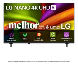 Smart TV 4K 43″ LG NANO UHD AI NU850 2026 Processador α7 Ger9 HDR10 Xbox Bluetooth Wi-Fi AI Search Google Gemini webOS 26 – 43NU850BPSA