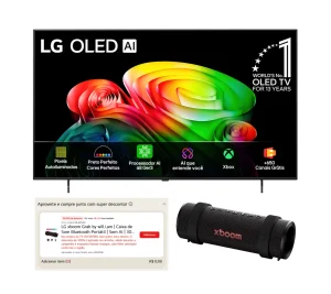 Combo LG Smart TV 4K OLED 65″ B6 AI 144 Hz 2026 – OLED65B6PSA + Caixa de som LG XBOOM Grab 30W