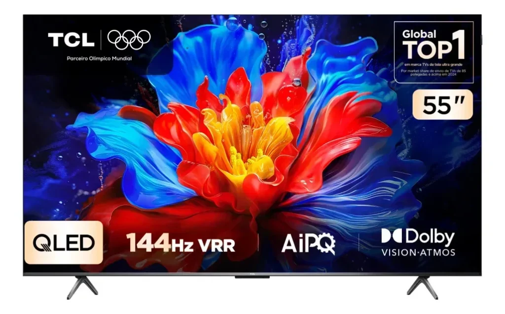 Smart TV TCL 4K 55" QLED P8K 144Hz - WiFi Bluetooth Google TV HDR10+ Dolby Vision Atmos - 55P8K