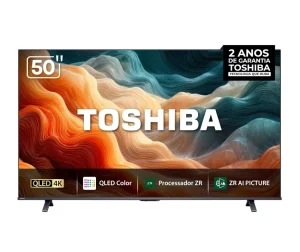 Smart TV Toshiba MiniLED QLED 4K 50″ M450RS com Processador de AI ZR Gen4 Dolby Vision Atmos Imagem e Som Aprimorados por AI, Modo Game – 50M450RS