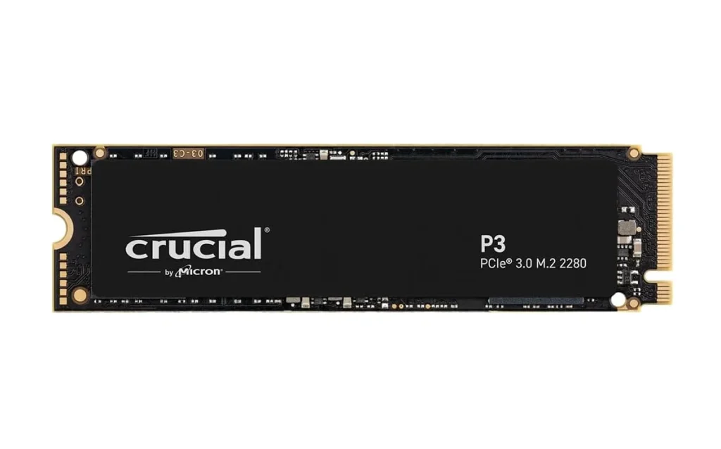 SSD Crucial P3 500GB NVMe M.2 2280 (Leitura até 3500MB/s e Gravação até 1900MB/s)