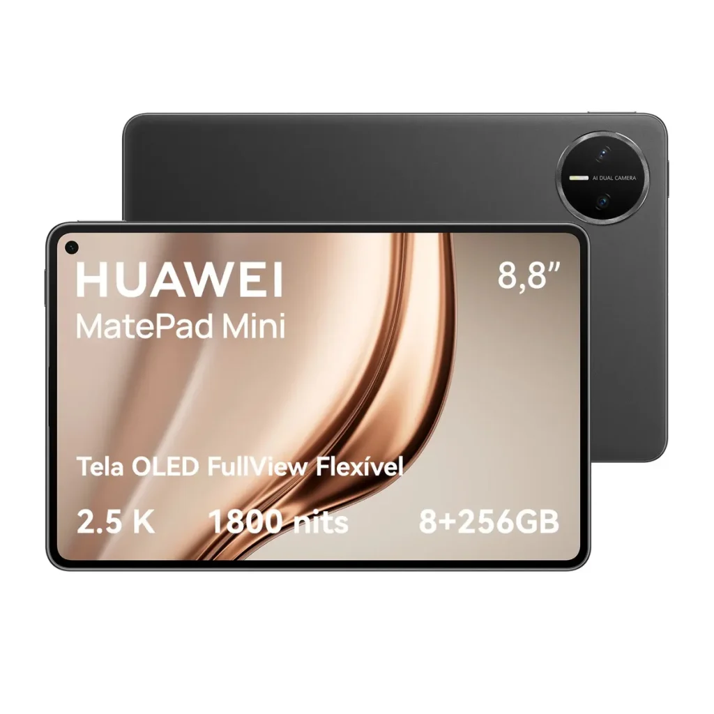 Tablet HUAWEI MatePad Mini Edição Standard 8+256 GB Tela OLED FullView Flexível de 8,8" 2,5K 120 Hz Câmera Traseira de 50 MP Câmera Frontal de 32 MP 6400mAh HUAWEI Notes Wi-Fi 7