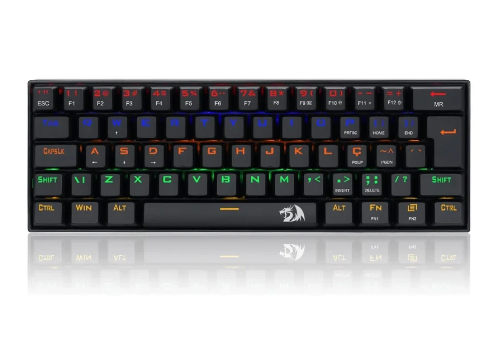Teclado Gamer Redragon Lakshmi, Rainbow, Switch Redragon MK II Black, Layout 60%, ABNT2, Preto - K606R (PT-BLACK)
