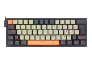 Teclado Mecânico Gamer Redragon Fizz 60% RGB Switch Marrom ABNT2 Laranja Cinza Preto K617RGB-OG GY BK (PT-BROWN)