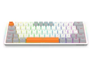 Teclado Mecânico Redragon Akali RGB Branco, Cinza E Laranja Switch Mk.II Brown Hot Swap 60% ABNT2 USB-C – K642WGO-RGB (PT-BROWN)