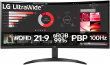 Monitor LG UltraWide Curvo – Tela VA de 34”, WQHD 3440 x 1440, 21:9, sRGB 99%, HDR10, PBP, OnScreen Control, Modo Leitura e Flicker Safe, 100Hz, AMD FreeSync™ – 34WR50QC-B