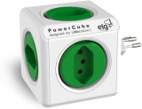 Multiplicador 5 Tomadas Bivolt – PowerCube ELG – PWC-R5, Verde e Branco