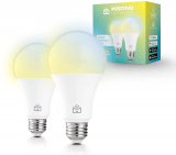 Kit Lâmpada Wi-Fi Positivo Casa Inteligente, sua casa mais inteligente, contém 2 Smart Lâmpadas Wi-Fi, branco quente e frio, RGB, LED 9W, Bivolt – Compatível com Alexa