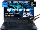 Laptop Acer Notebook Predator Helios 300 15,6″ 2K QHD 240Hz para jogos (Intel i7-12700H 14-Core, GeForce RTX 3070 Ti [TGP: 150W] 8GB, RGB KYB, Thunderbolt 4, WiFi 6E, Win11Home) com HDMI (64GB RAM | SSD PCIe de 1 TB)