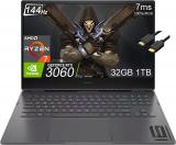 HP Laptop para jogos OMEN 16 16,3″ FHD 144Hz (AMD 8-Core Ryzen 7 6800H (Beat i9-11900H), 32G DDR5 RAM, 1TB SSD, Geforce RTX 3060 6GB) RGB retroiluminado, WiFi 6E, 7ms, cabo IST, Win11 Home