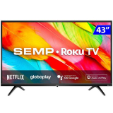 Smart TV LED 43″ Full HD Semp Roku TV 43R6500 Wifi Dual Band, 3 HDMI, 1 USB, com Controle por Aplicativo, Compatível com Google Assistant, Alexa