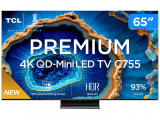 Smart TV 65″ QLED 4K TCL Mini LED 120Hz 65C755 com Processador AIPQ, Google TV, HDR10+, Wi-Fi, Bluetooth, Google Assistente, Dolby Vision e Atmos