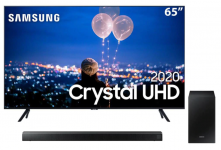 Smart TV LED 65″ UHD 4K Samsung 65TU8000 + Soundbar Samsung HW-T550 com 2.1 canais – 320W